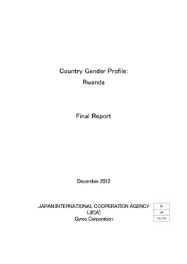 Country Gender Profile: Rwanda Final Report