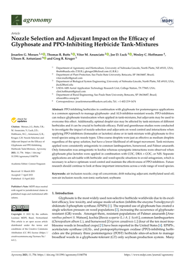 Nozzle Selection and Adjuvant Impact on the Efficacy of Glyphosate And