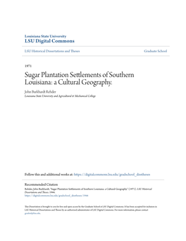 A Cultural Geography. John Burkhardt Rehder Louisiana State University and Agricultural & Mechanical College