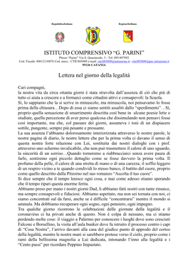 Lettera Nel Giorno Della Legalità