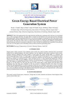 Green Energy Based Electrical Power Generation System