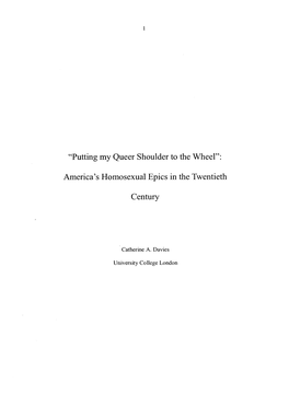 “Putting My Queer Shoulder to the Wheel”: America's Homosexual