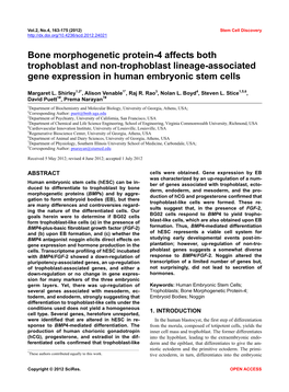 Bone Morphogenetic Protein-4 Affects Both Trophoblast and Non-Trophoblast Lineage-Associated Gene Expression in Human Embryonic Stem Cells