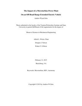 The Impact of a Microturbine Power Plant on an Off-Road Range