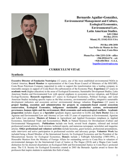 Bernardo Aguilar-González, Environmental Management and Culture, Ecological Economics, Environmental Law, Latin American Studies