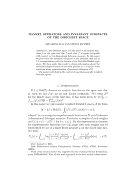 Hankel Operators and Invariant Subspaces of the Dirichlet Space