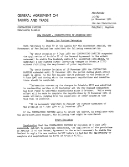 L/1633 TARIFFS and TRADE 24 November 1961 Limited Distribution CONTRACTING Partiesoriginal: English Nineteenth Session