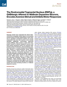 (Rmtg),&Nbsp;A Gabaergic Afferent to Midbrain Dopamine Neurons