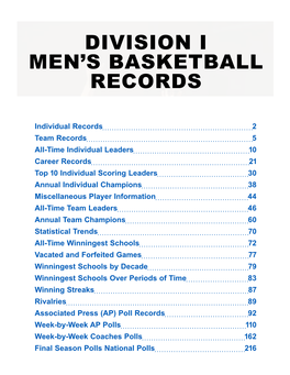 Division I Men's Basketball Records