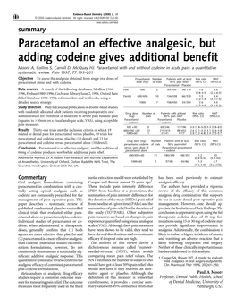Paracetamol an Effective Analgesic, but Adding Codeine Gives Additional Benefit