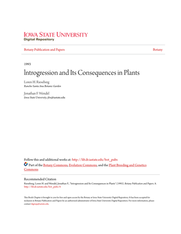 Lntrogression and Its Consequences in Plants Loren H