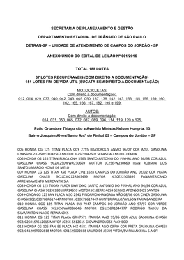 Secretaria De Planejamento E Gestão Departamento Estadual De Trânsito De São Paulo Detran-Sp – Unidade De Atendimento De Ca