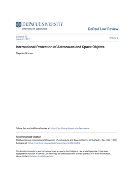 International Protection of Astronauts and Space Objects