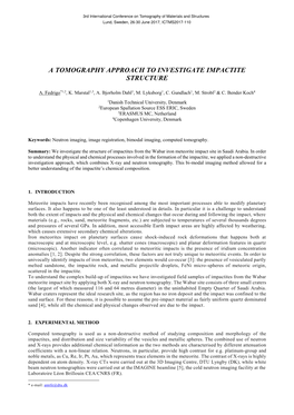 A Tomography Approach to Investigate Impactite Structure