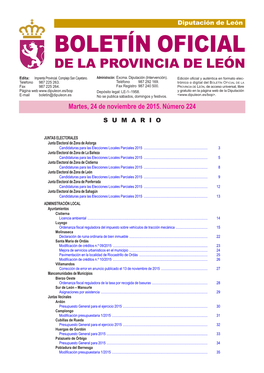 BOLETÍN OFICIAL DE LA PROVINCIA DE LEÓN Edita: Imprenta Provincial