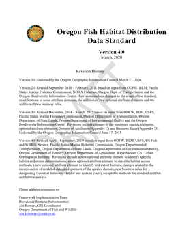 Oregon Fish Habitat Distribution Data Standard