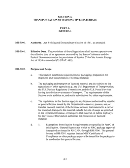 4-1 Section 4. Transportation of Radioactive Materials