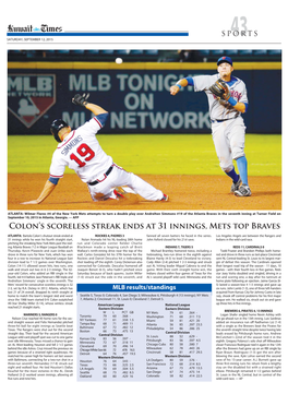 Colon's Scoreless Streak Ends at 31 Innings, Mets Top Braves