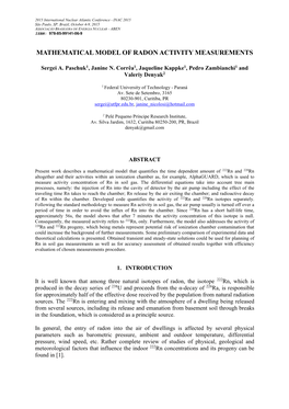 Mathematical Model of Radon Activity Measurements