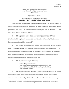 Exhibit C Page 1 of 14 1 Before the Conditional Use Hearing Officer