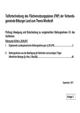 FNP) Der Verbands- Gemeinde Bitburger Land Zum Thema Windkraft