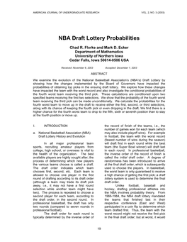 NBA Draft Lottery Probabilities