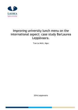 Improving University Lunch Menu on the International Aspect: Case Study Barlaurea Leppävaara