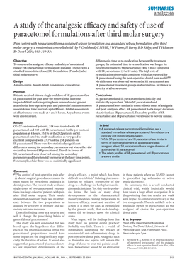 A Study of the Analgesic Efficacy and Safety of Use of Paracetomol