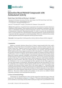 Quinoline-Based Hybrid Compounds with Antimalarial Activity