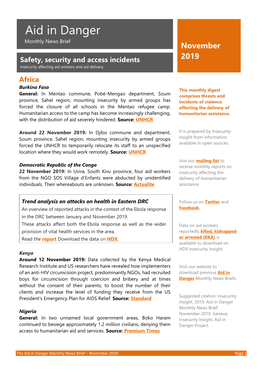 The Aid in Danger Monthly News Brief