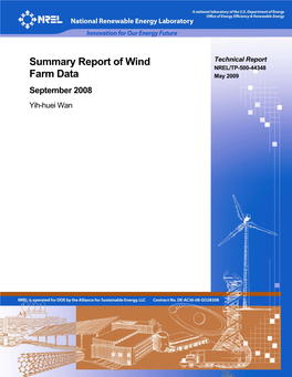 Summary Report of Wind Farm Data September 2008 Yih-Huei Wan