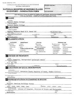 National Register of Historic Places Inventory -- Nomination Form