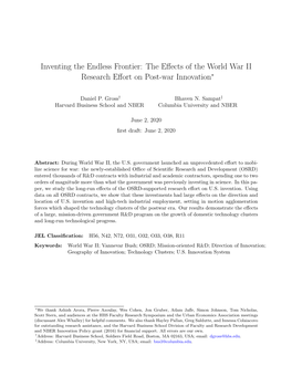 Inventing the Endless Frontier: the Effects of the World War II Research