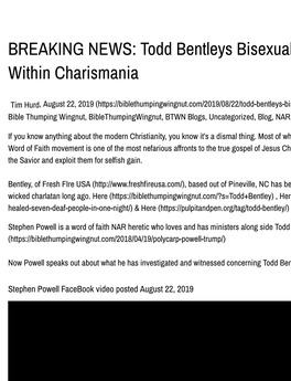 Todd Bentleys Bisexual Open Marriag Within Charismania