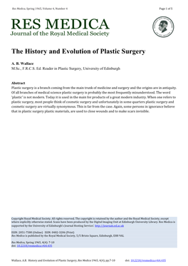 The History and Evolution of Plastic Surgery