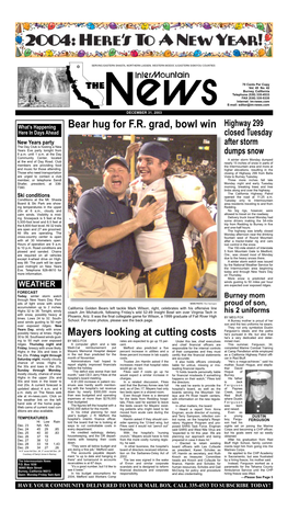 Bear Hug for F.R. Grad, Bowl Win Mayers Looking at Cutting Costs