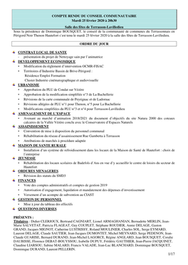 1- Compte-Rendu Conseil Communautaire 25 Février 2020