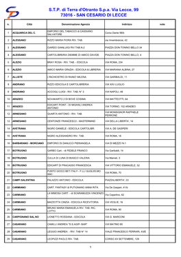 S.T.P. Di Terra D'otranto S.P.A. Via Lecce, 99 73016 - SAN CESARIO DI LECCE N