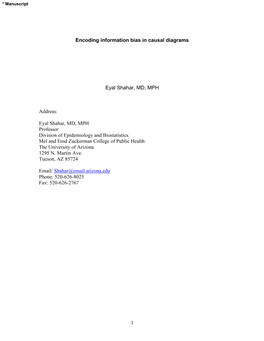 1 Encoding Information Bias in Causal Diagrams Eyal Shahar, MD, MPH