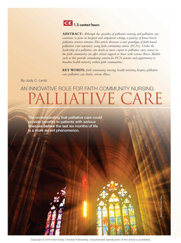 Palliative Care Continues to Grow in Hospital and Outpatient Settings, a Paucity of Home-Based Palliative Services Remains