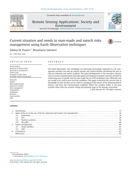 Remote Sensing Applications: Society and Environment 1 (2015) 72–84