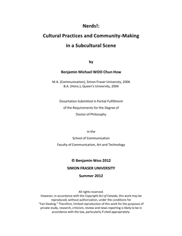 Nerds! Cultural Practices and Community-Making in a Subcultural