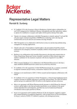 Representative Legal Matters Randall B