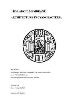 Thylakoid Membrane Architecture in Cyanobacteria