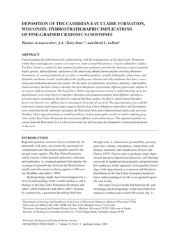 Deposition of the Cambrian Eau Claire Formation, Wisconsin: Hydrostratigraphic Implications of Fine-Grained Cratonic Sandstones