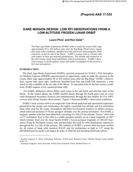 Low Rfi Observations from a Low-Altitude Frozen Lunar Orbit