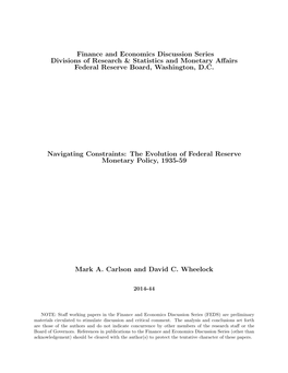 Navigating Constraints: the Evolution of Federal Reserve Monetary Policy, 1935-59