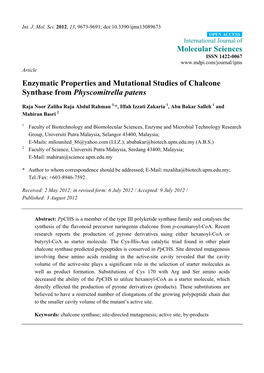 Enzymatic Properties and Mutational Studies of Chalcone Synthase from Physcomitrella Patens