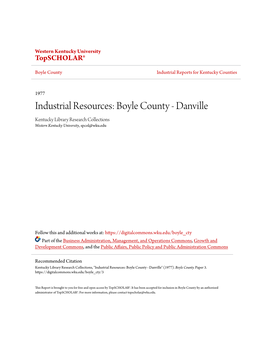Boyle County Industrial Reports for Kentucky Counties