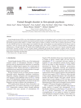 Formal Thought Disorder in First-Episode Psychosis